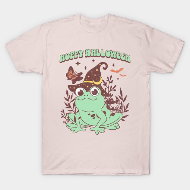 Hoppy Halloween Retro Halloween Cottagecore Frog T-Shirt by PUFFYP